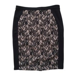 The Limited Size 4 Black & Beige Lace Inset Above Knee Career Pencil Skirt EUC