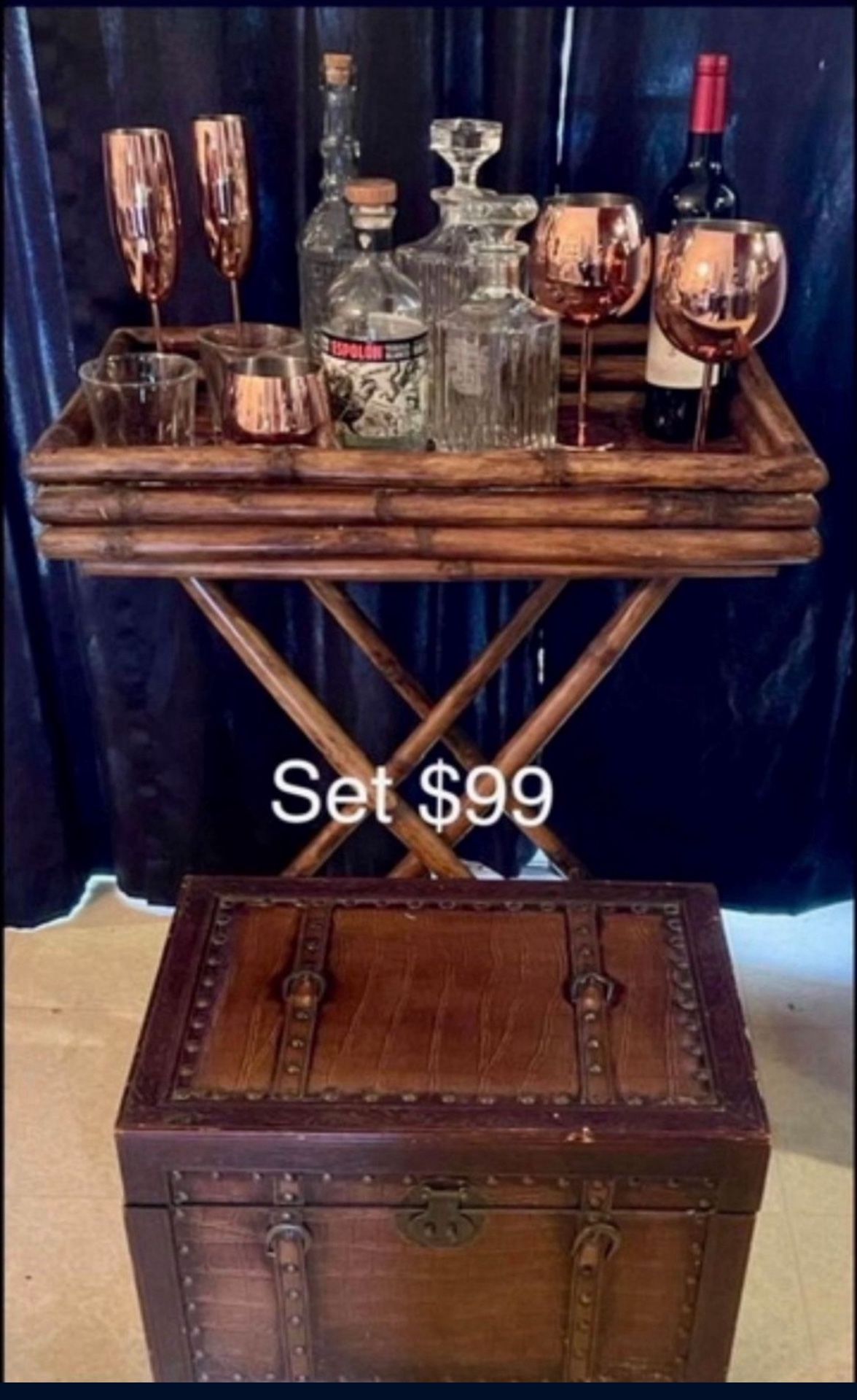 Bar Tray / Storage Trunk Set