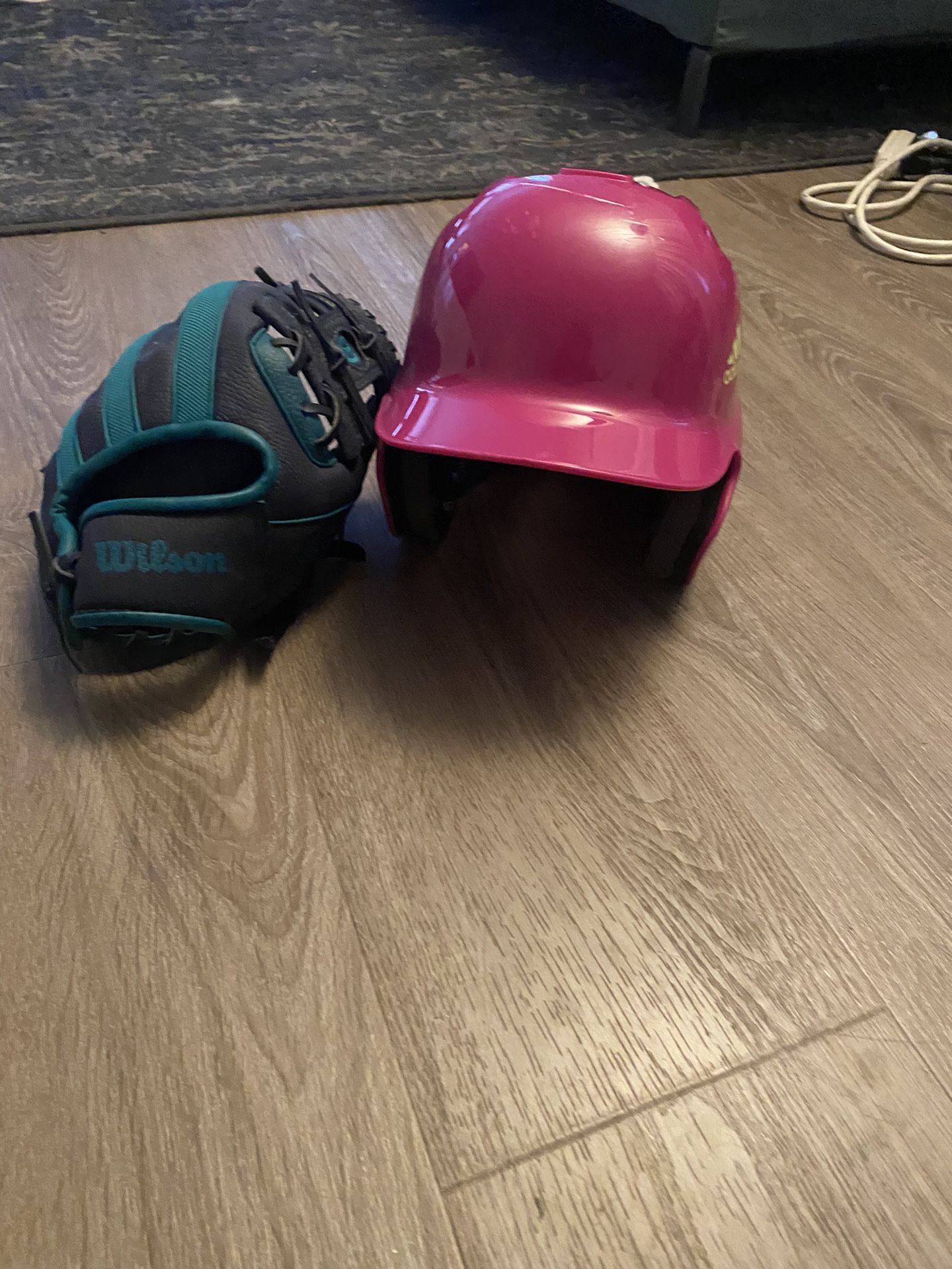 Tee Ball Glove And Helmet