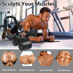 New with timer Ab Abdominal Exercise Roller Elbow Support, abs roller wheel core exercise equipment, Automatic Rebound Abdominal Wheel(Black）
