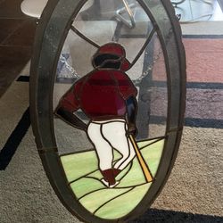 Beautiful   Baseball Leaded Stained Glass  21”x10” 