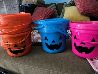 Halloween Trick or Treat Pumpkin Bucket, Jack O Lantern Candy Basket and Buckets for Trick or Treating, Halloween Pails with Handle for Party Favors S