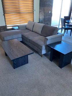 Gray Fabric Sectional Sofa with Chaise