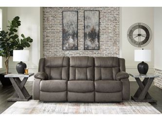 First Base Gunmetal Reclining Sofa