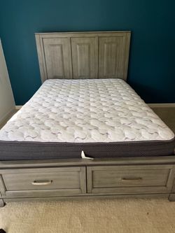 Queen bed frame and mattress