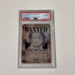 2024 ONE PIECE OP09-EMPERORS IN THE NEW WORLD WANTED ALTERNATE ART SHANKS PSA 10