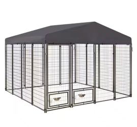 (Brand New)10 ft. x 10 ft. Dog Kennel Outdoor Dog Enclosure with Rotating Feeding Door and Polyester Cover