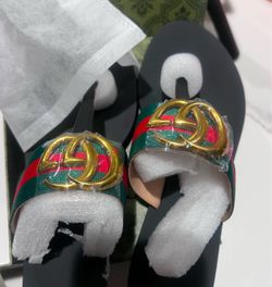 Gucci GG Web Stripe Slide Sandals