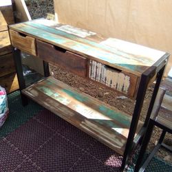 ** RUSTIC 3-DRAWER WOOD STORAGE SOFA TABLE $150 OBO 