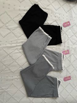 Ribbed Lace Trim Pants – Set of 3