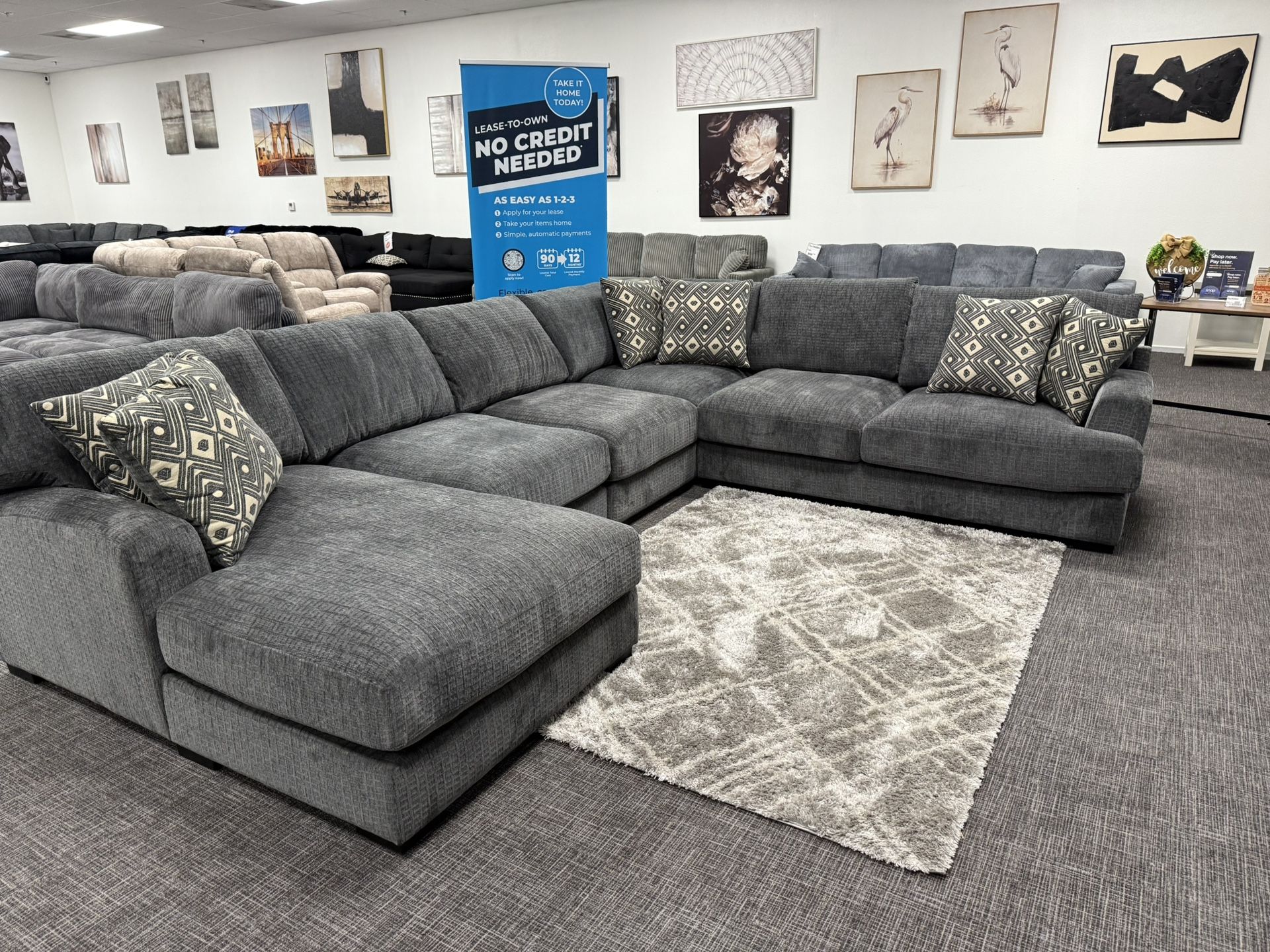 Dark Gray XL Sofa Sectional + Chaise Lounge Set - FREE DELIVERY PROMO 