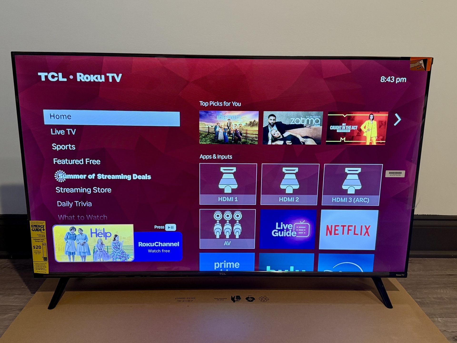 TCL 43” Smart TV With Roku TV