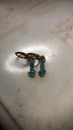 Gold Hoop Earring With Turquoise Howdy Writing
