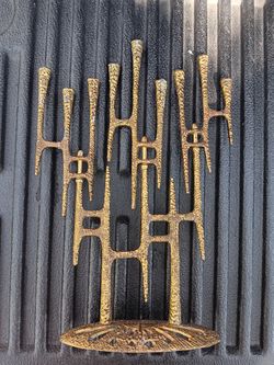 Vintage Brutalist Mid Century Candle Holder Menorah