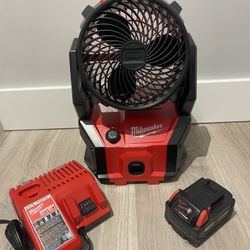 M18 18-Volt Lithium-Ion Brushless Cordless PACKOUT Jobsite Fan w/ (1) 5Ah Battery & Charger