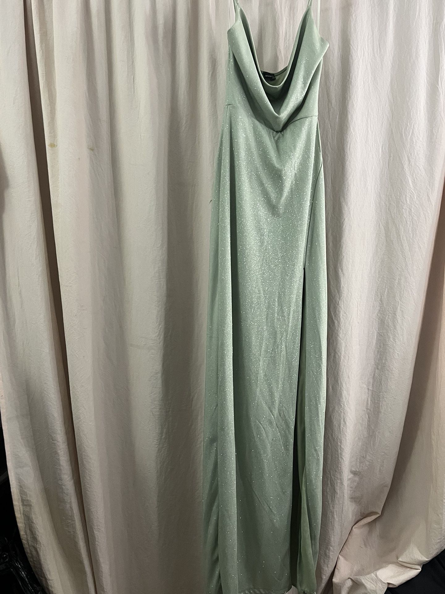 Sage green glittery Windsor dress