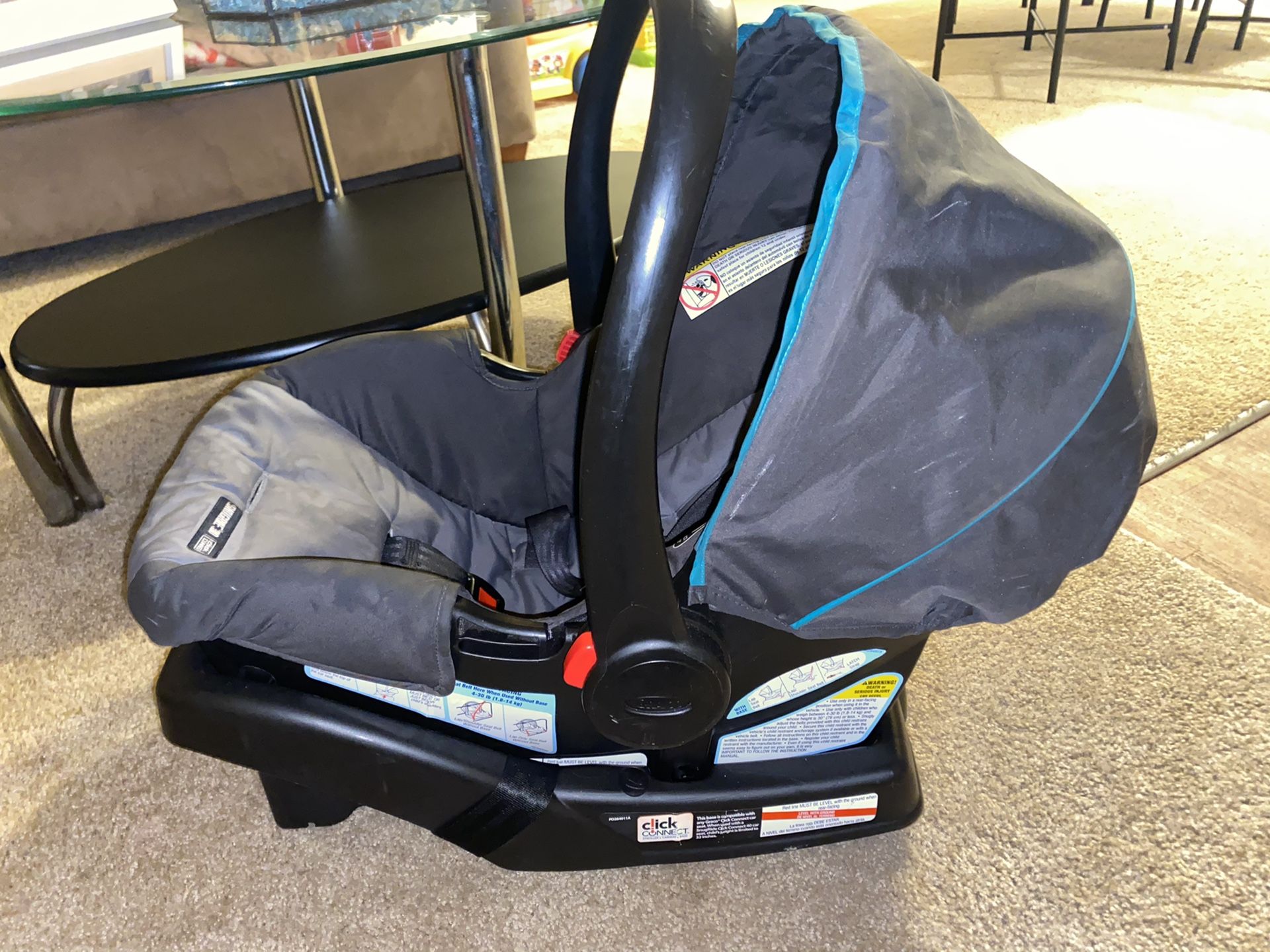 Baby car seat and base