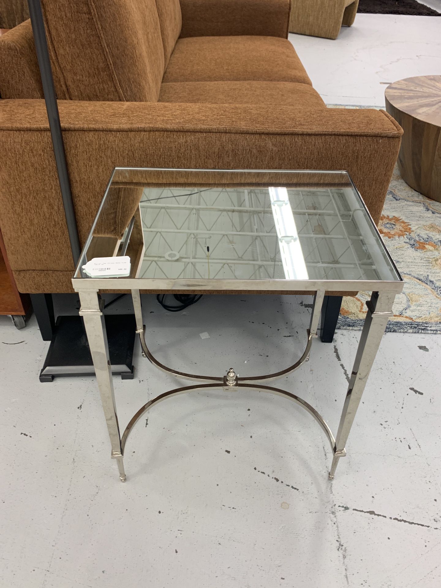 Mirror Top Chrome Side Table
