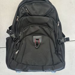 Rolling Backpack 17 inch Wheeled Backpack for Men Women Adults Black