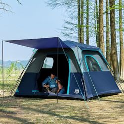 6-Person Instant Blackout Camping Tent, Blue