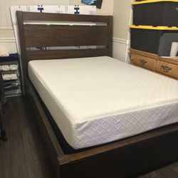 Queen Bed Frame, Mattress, And Box Spring