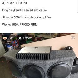 3 Jl Audio Subs In Box And Jl Amp