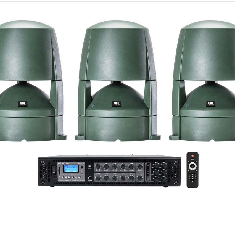 (3) JBL - 8" Outdoor Landscape Speakers + Amplifier