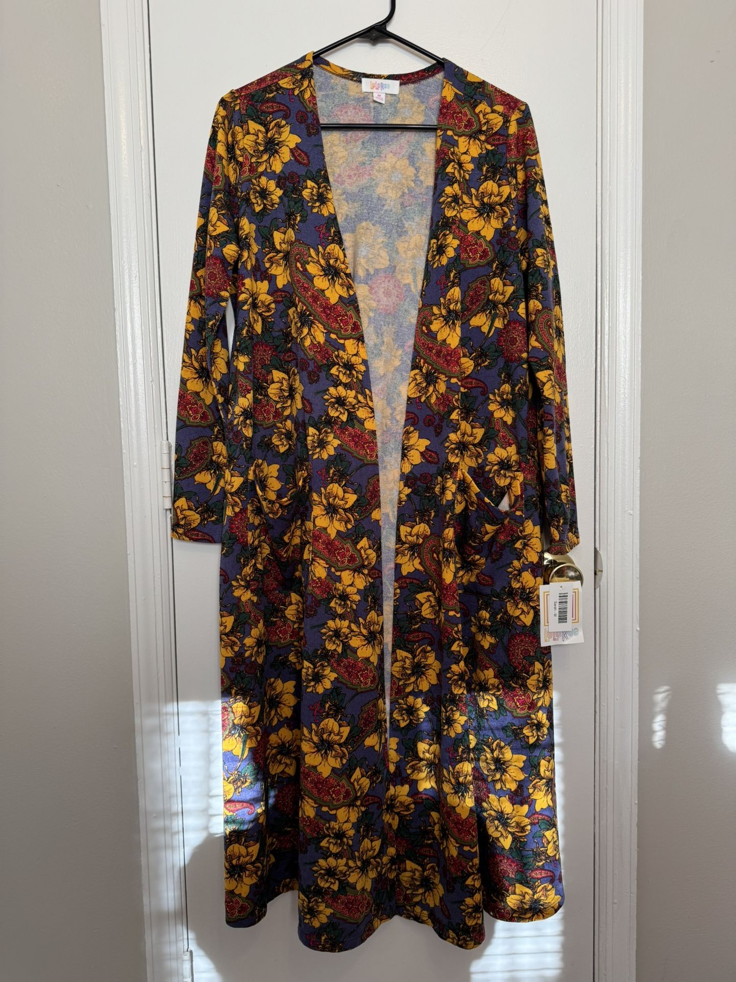 Lularoe Sarah Blue Mustard Floral Size M New