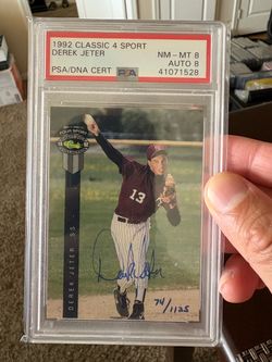 1992 CLASSIC 4 SPORT DEREK JETER RC psa 8 auto 8