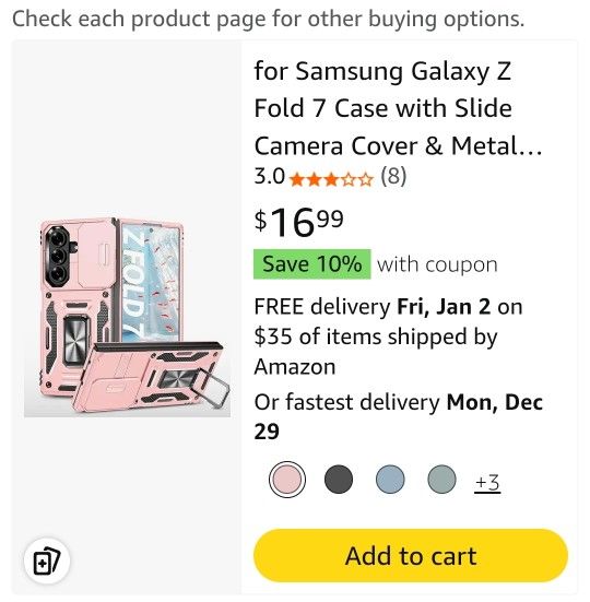 for Samsung Galaxy Z Fold 7 Case with Slide Camera Cover & Metal Ring Kickstand,Heavy Duty Military Grade Drop Resistant Phone Case for Galaxy Z Fold