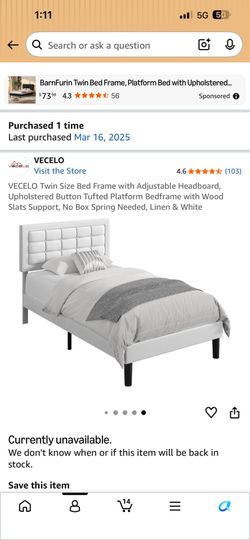 Twin bed with mattress