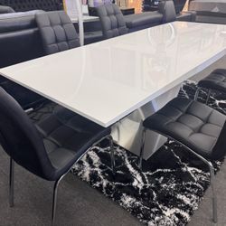 SALE🖤7PC White Table w/Butterfly extension leaf W/ Black Chairs