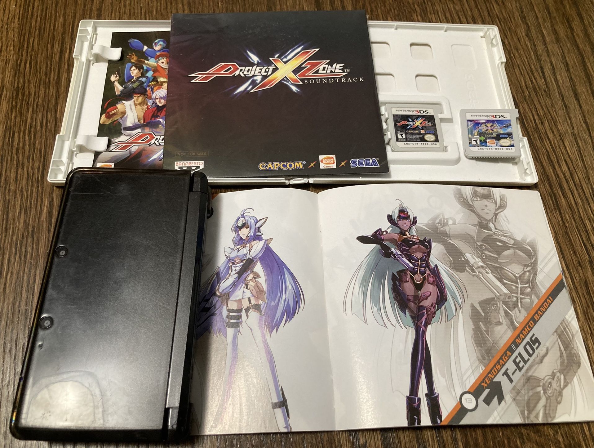 Nintendo 3DS System Black Project X Zone 1+2 Music Cd Art Book RPG Game Portable