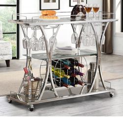 RARZOE Bar Serving Cart with Glass Holder&Wine Rack