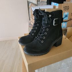 Zodiac Gemma fur combat boots black suede size 6