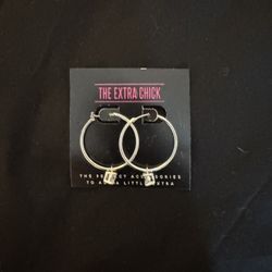 Silver Hoop With Hanging Stone Earrings