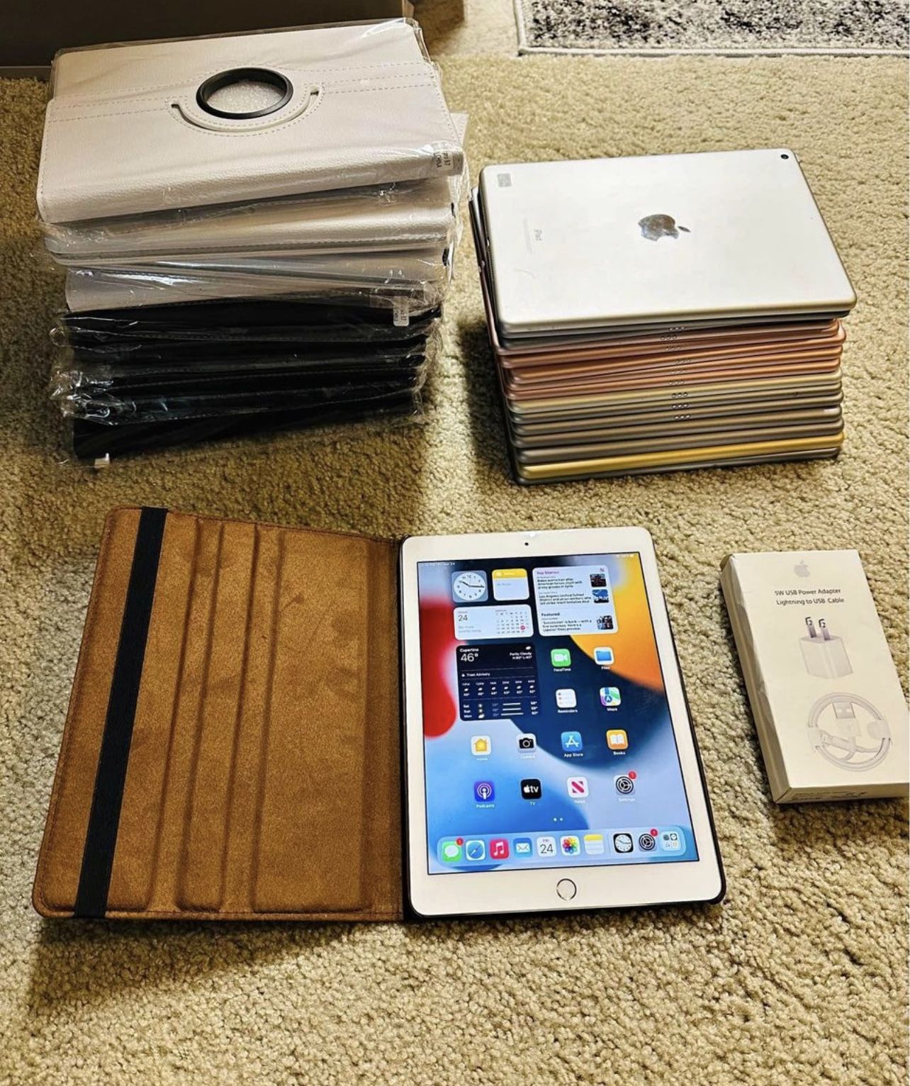 Apple iPad Pro 9.7inch 32GB iOS 16.3 Updated Leather Case And Charger Included