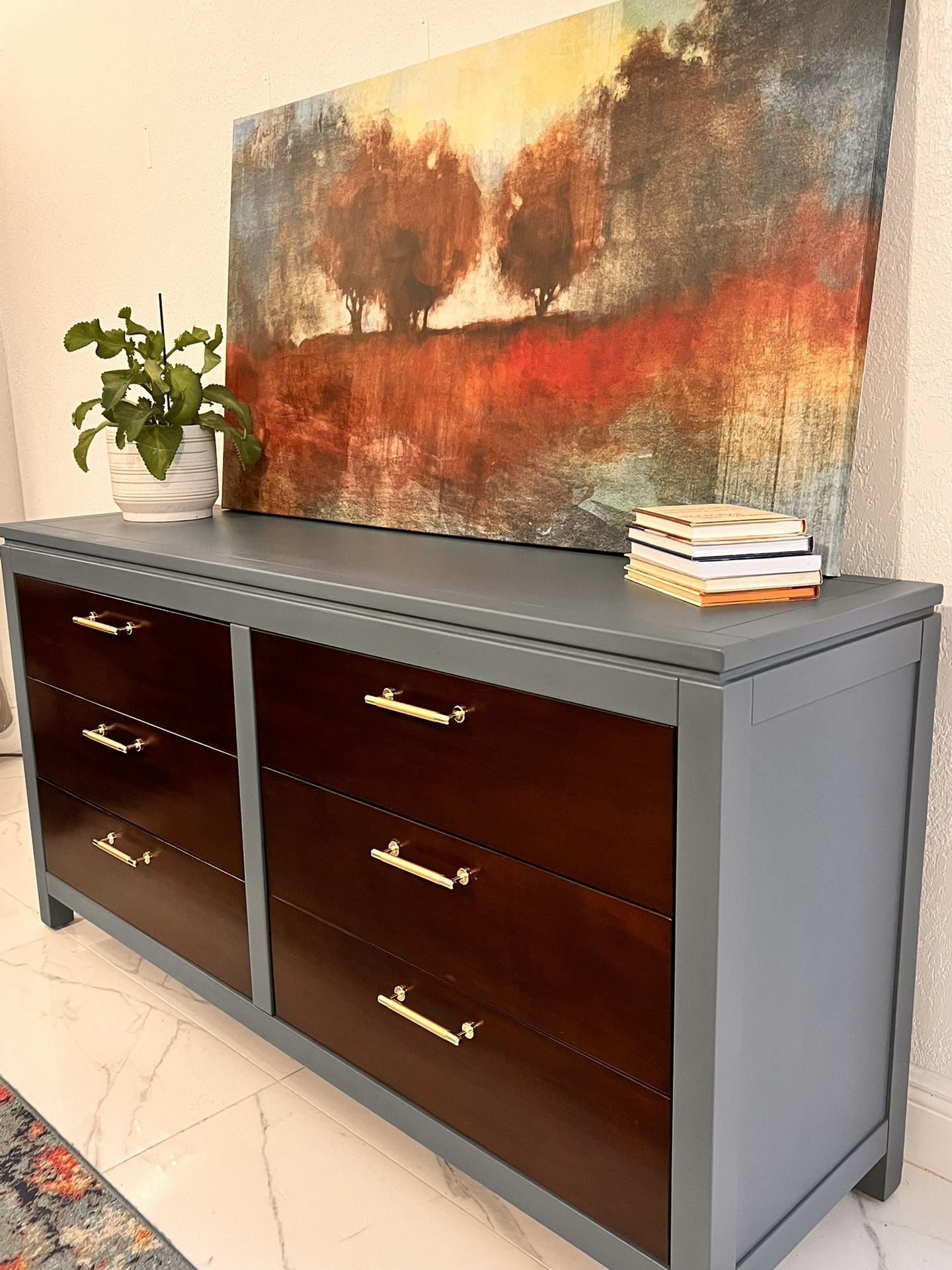 REFINISHED TWO-TONE 6-DRAWER DRESSER