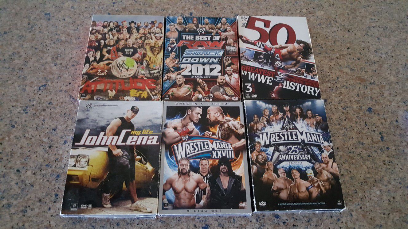 6 WWE 3 disc sets