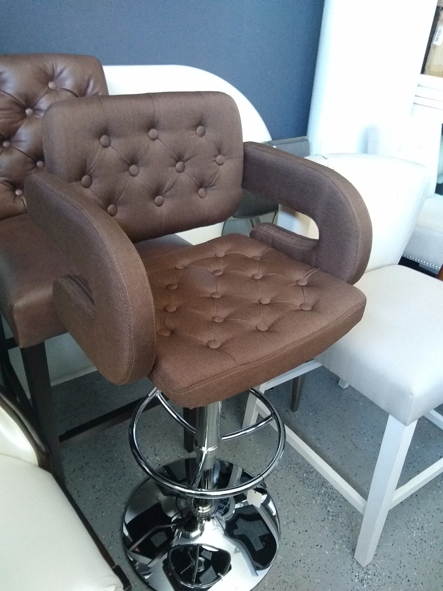 Height Adjustable Tufted Barstools Brown 4 AVAILABLE $99 each! NEW in box