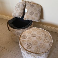 FABRIC STOOLS  WITH STORAGE 