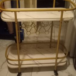 Rolling bar with 8 bottle wine rack