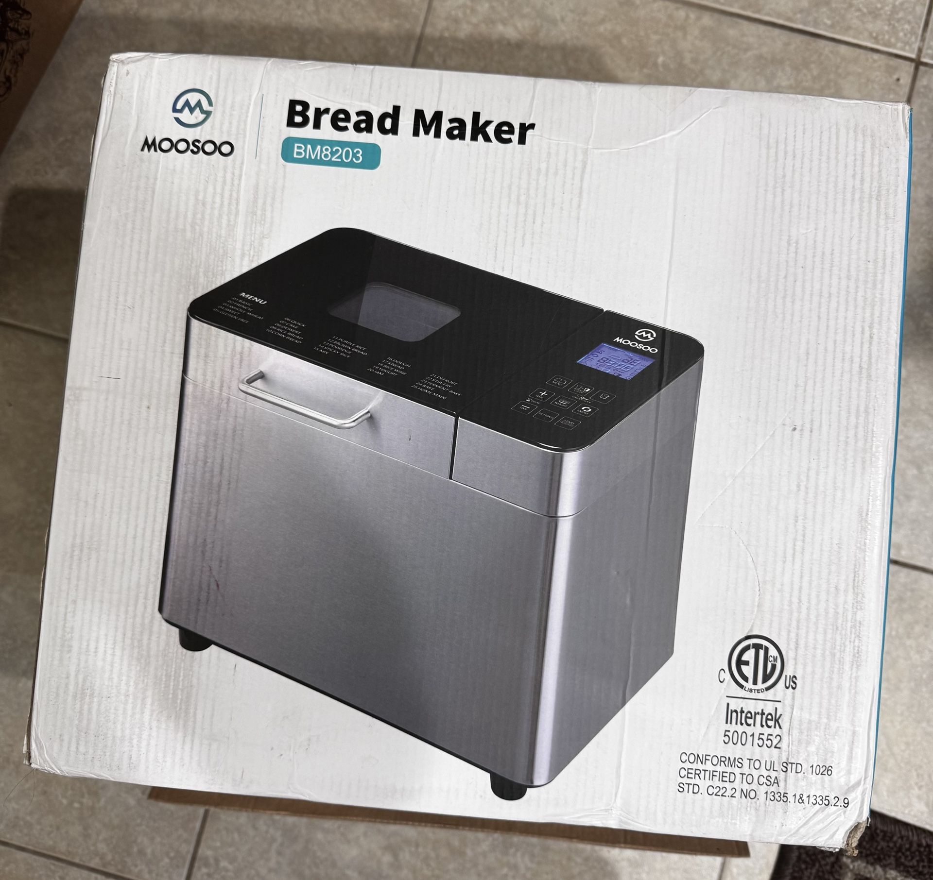 NEW MOOSOO 25-in-1 Bread Machine, 2LB Stainless Steel