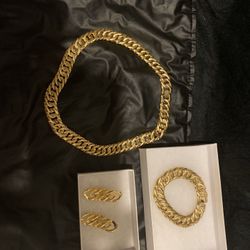 Gold plated Cuban link jewelry set