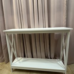 White Wooden Console Table X Design