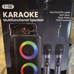 Karaoke Machine For Adults Kids, Portable Bluetooth Speaker With 2 Wireless Microphones, TWS Mode & LED Light, 10H Battery PA System Stage Monitors,Pe