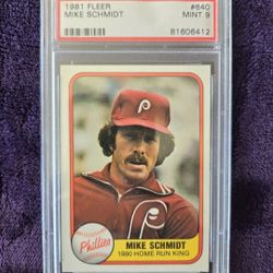 MIKE SCHMIDT 1981 Fleer #640 PSA Graded Card MINT 9 MLB Philadelphia Phillies