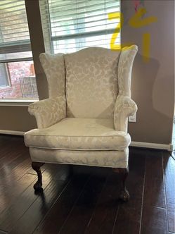 Wingback Chair – Carved Wood Legs