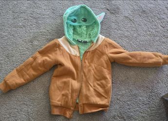Disney Star Wars Hoodie Boys' Grogu Zip Up Hooded Sweatshirt