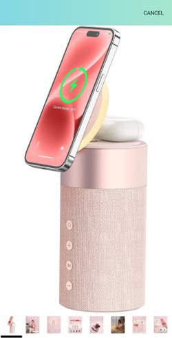 Magnetic Wireless Charger, Bluetooth Speakers with Night Light